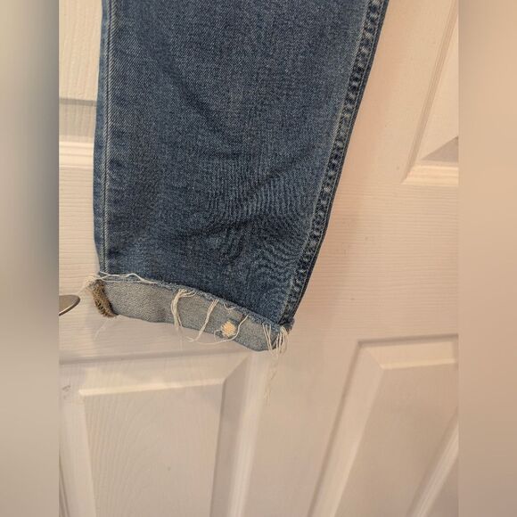 GAP High Rise Selvedge Cigarette Jeans Denim Dark Indigo Distress Size 8/29 Tall - Picture 9 of 10